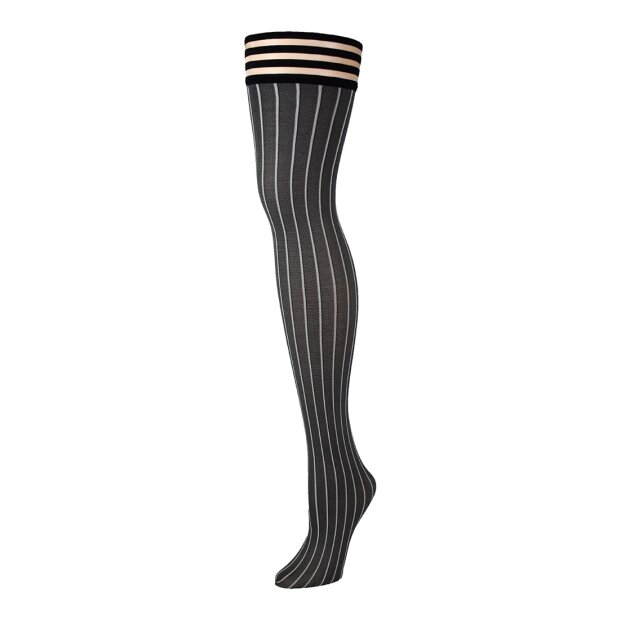 Kixies Annabelle halterlose Strümpfe gestreift grau S - XL