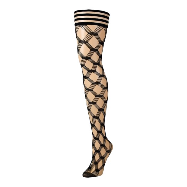 Kixies Cassandra hold-up fishnet stockings with diamond pattern black S