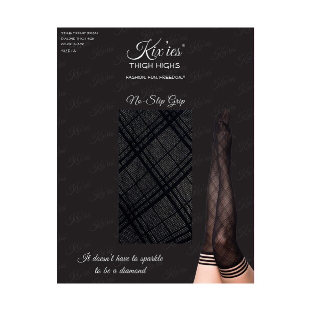 Kixies Tiffany hold-up stockings check pattern transparent black S