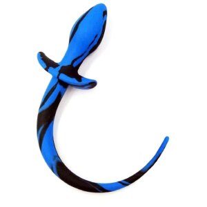 Kinky Puppy Silicone Dog Tail Plug 7.5 x 3.1cm Black-Blue
