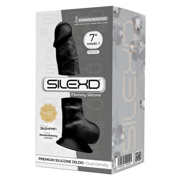 SILEXD Godemiché Double Densité Silicone Modèle 1 Noir 17,5 cm