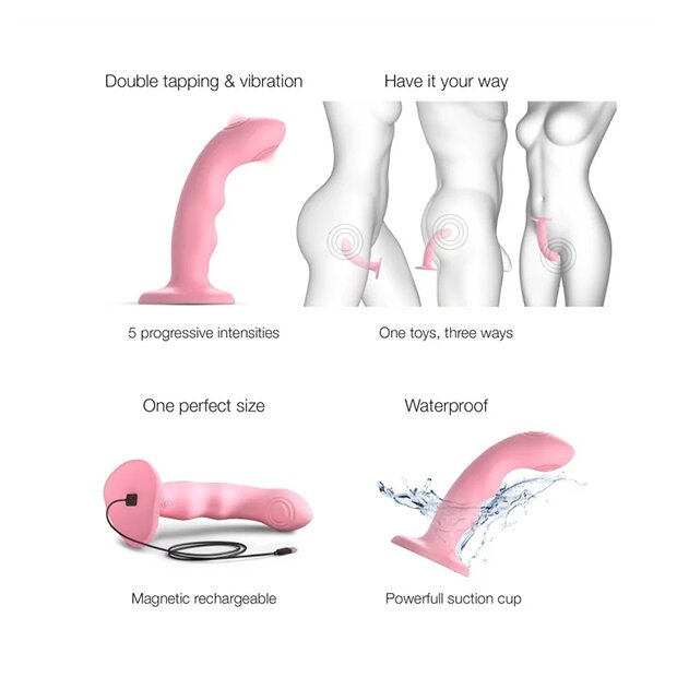 Strap-on-me Tapping Dildo Wave - Coral Pink