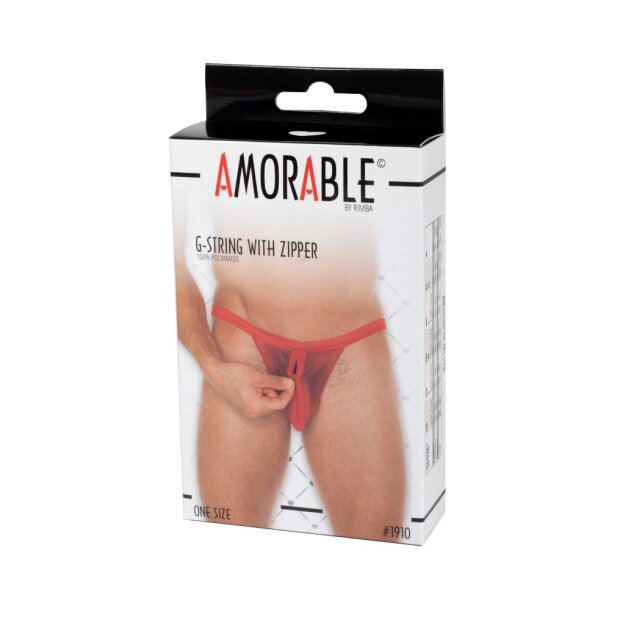 Amorable by Rimba Transparenter String mit Reißverschluss Einheitsgröße Rot