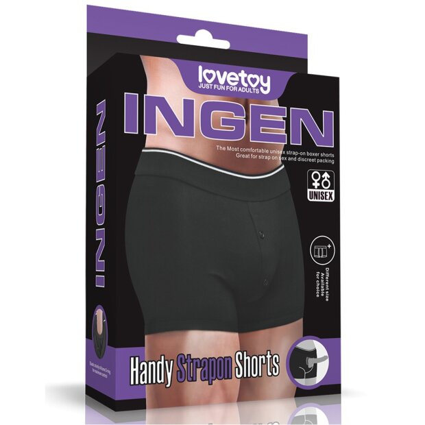 LoveToy Unisex Strap-On Shorts Size M Black
