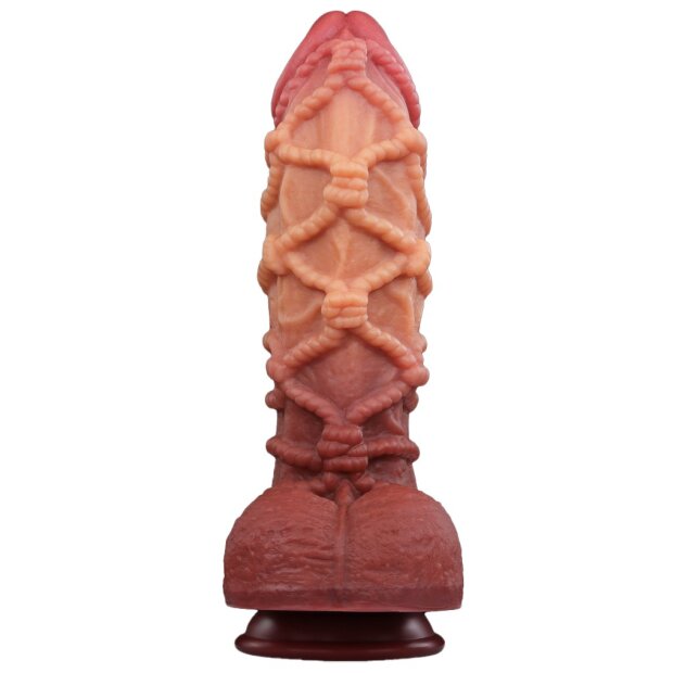 LoveToy - Extreme Dildo with Rope Pattern 26.5 cm - Brown & Nude