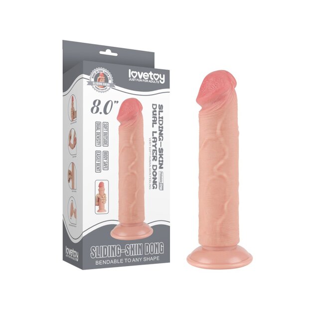 LoveToy - Sliding Skin Dildo 20 cm (Ø 3.8 cm) - Nude
