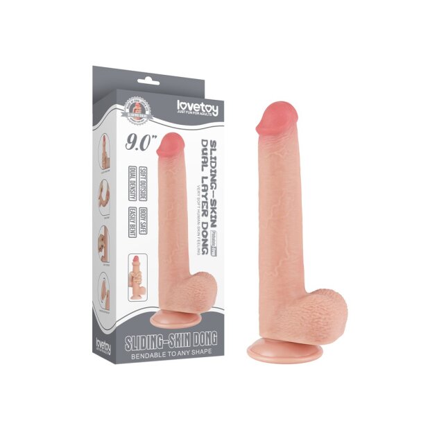 LoveToy - Sliding Skin Dildo 22 cm (Ø 3.7 cm) - Nude