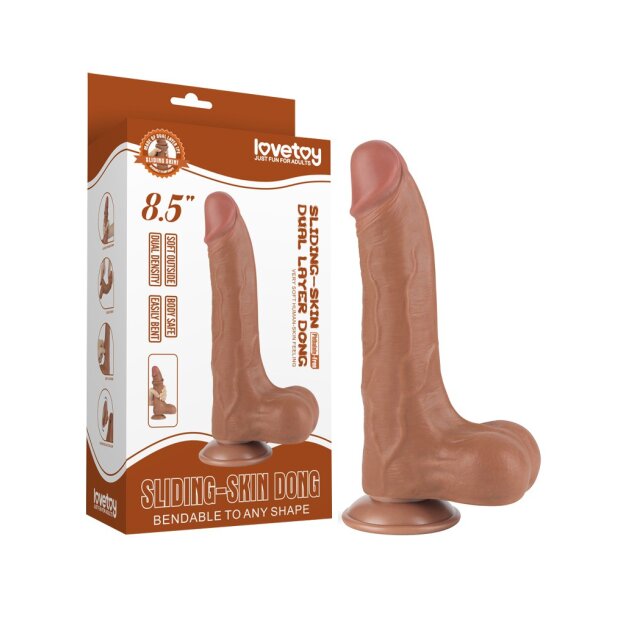 LoveToy - Sliding Skin Dildo 22 cm (Ø 4.3 cm) - Brown