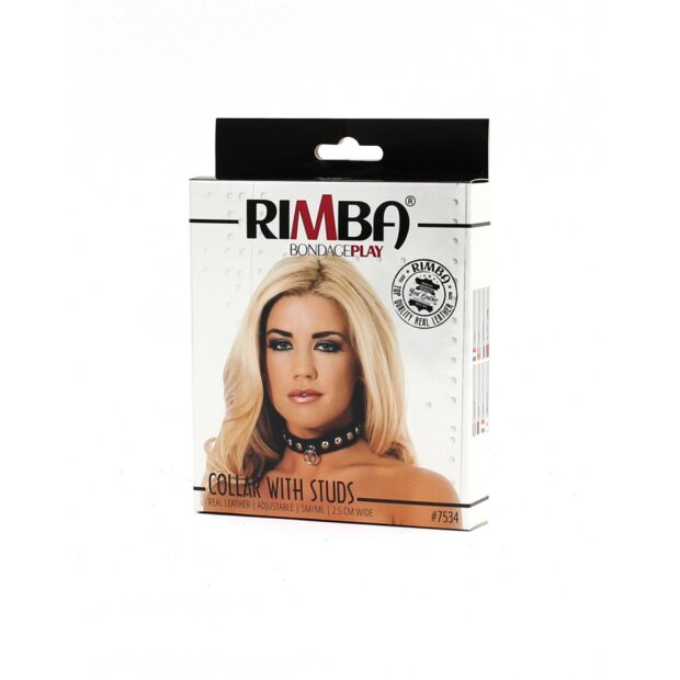 Rimba Collier Décoré de Clous Noir S-M