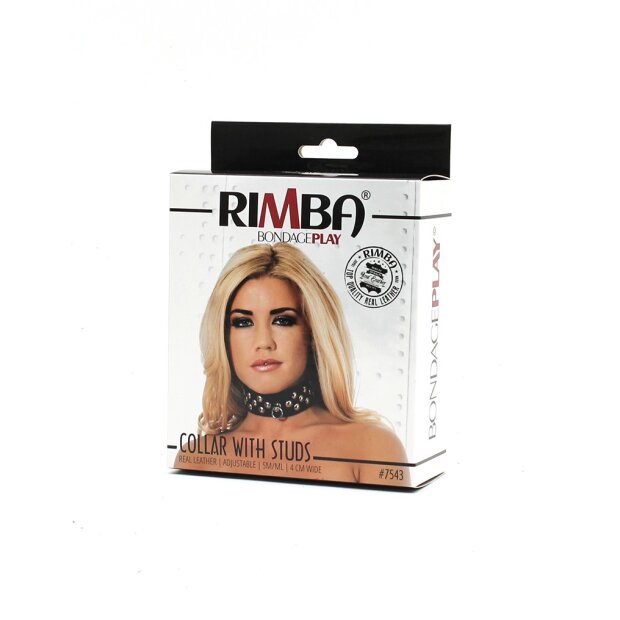 Rimba Collier Décoré de Clous Noir M-L