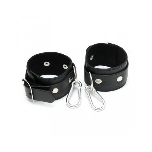 Rimba Menottes de cheville en cuir avec mousqueton Noir