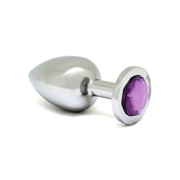 Rimba Analplug mit Kristall Silber Lila Ø 4 cm