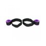 Rimba Soft Bondage Upper Leg to Wrist Cuffs 2-Piece Purple Black