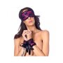 Rimba Satin Look Handschellen mit Maske Schwarz Rosa