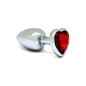 Rimba Analplug mit herzförmiger Basis Silber Rot...