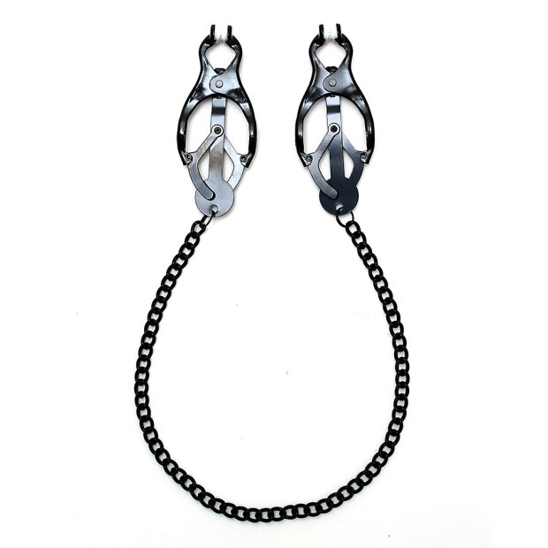 Rimba Verstellbare Nippelklemmen an Kette Schwarz