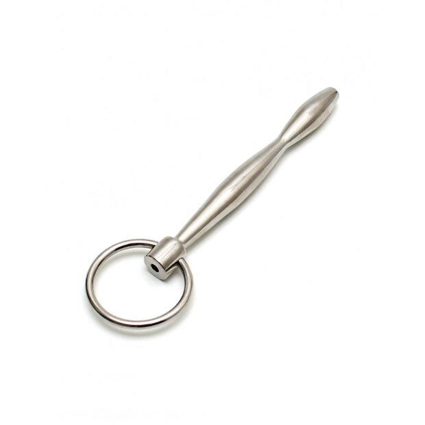 Rimba Hollow Urethral Plug with Ring Silver Ø 1 cm