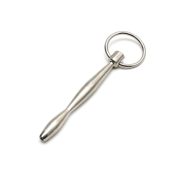 Rimba Hollow Urethral Plug with Ring Silver Ø 1 cm