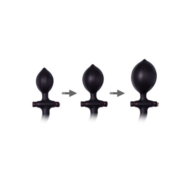 Rimba Latex Play - Inflatable Anal Plug with Handle and Pump - Black