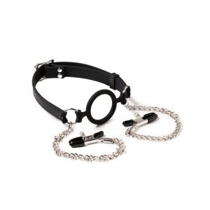 Rimba Latex Play - Mouthgag with O-Ring and Nipple Clamps...