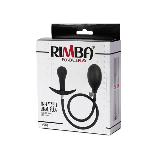 Rimba Latex Play - Inflatable Anal Plug with Pump - Black