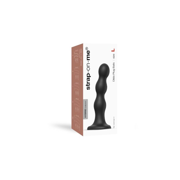 Strap-On-Me - Dildo Plug Balls Size L - Black - 16,5 cm