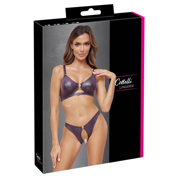 Cotelli Collection bra and briefs purple S