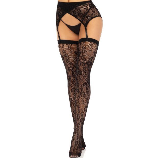 Leg Avenue Lace thigh highs & garterbelt noir O/S