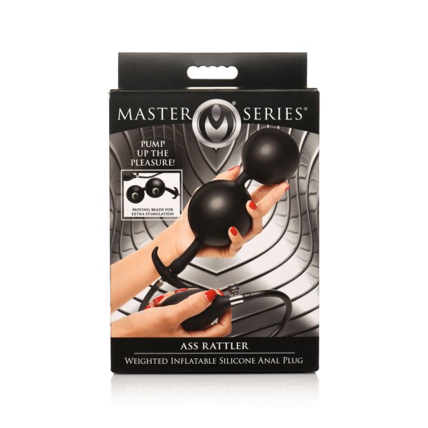 XR Brands Ass Rattler - Weighted Inflatable Silicone Anal Plug - Black