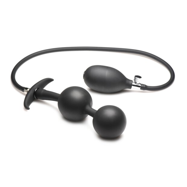 XR Brands Ass Rattler - Weighted Inflatable Silicone Anal Plug - Black
