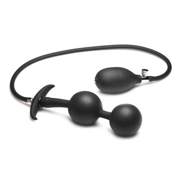 XR Brands Ass Rattler - Weighted Inflatable Silicone Anal Plug - Black