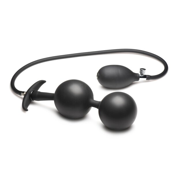 XR Brands Ass Rattler - Weighted Inflatable Silicone Anal Plug - Black