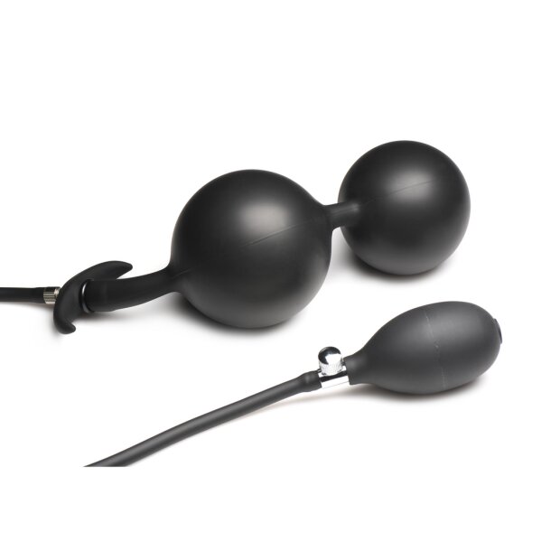 XR Brands Ass Rattler - Weighted Inflatable Silicone Anal Plug - Black