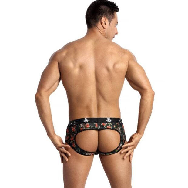 ANAIS Men Power Jock Briefs open with red roses and skulls black S