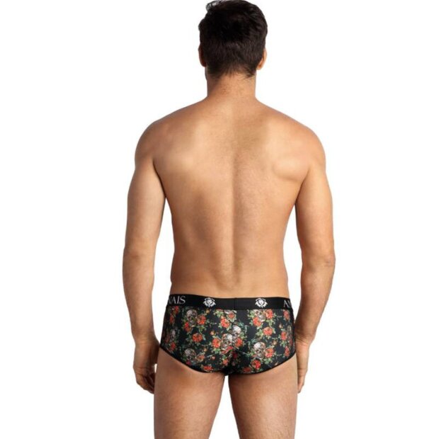 Short ANAIS Men Power avec roses rouges et têtes de mort noir S