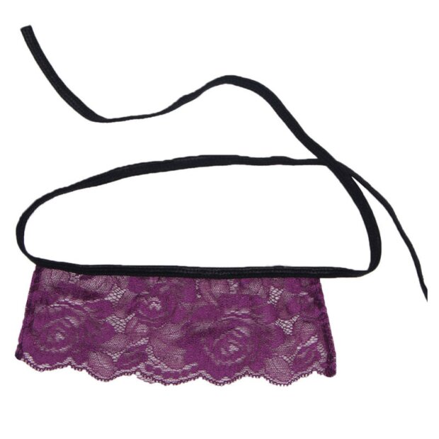 Subblime corset with thong and eye mask set purple black S/M