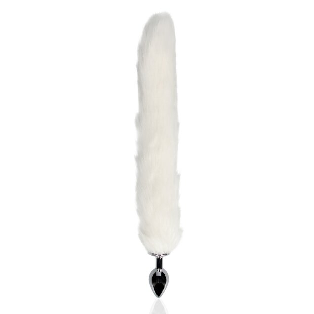 Shots - Ouch! Fox Tail with Metal Butt Plug - White