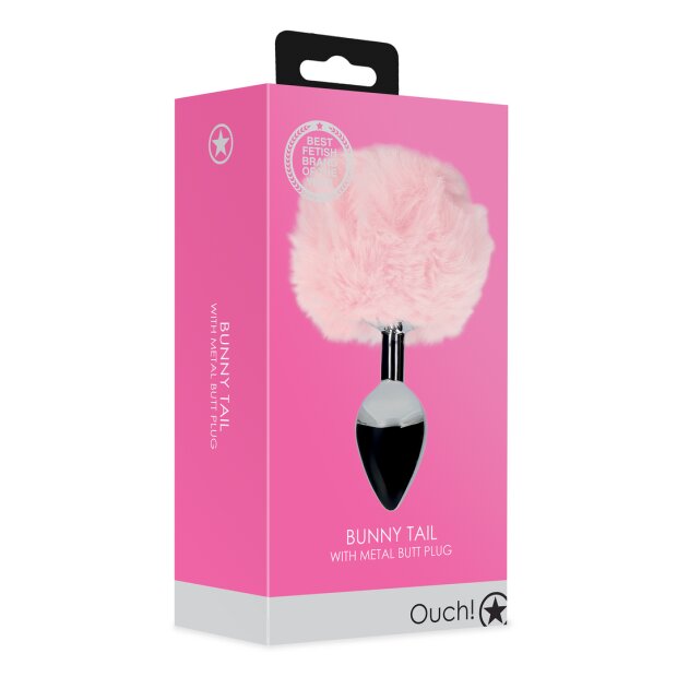 Shots - Ouch! Bunny Tail with Metal Butt Plug - Pink