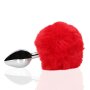 Shots - Ouch!  Bunny Tail with Metal Butt Plug - Red