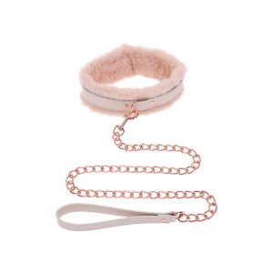 Sportsheets Peaches n Creame - Pelzhalsband mit Leine rosa