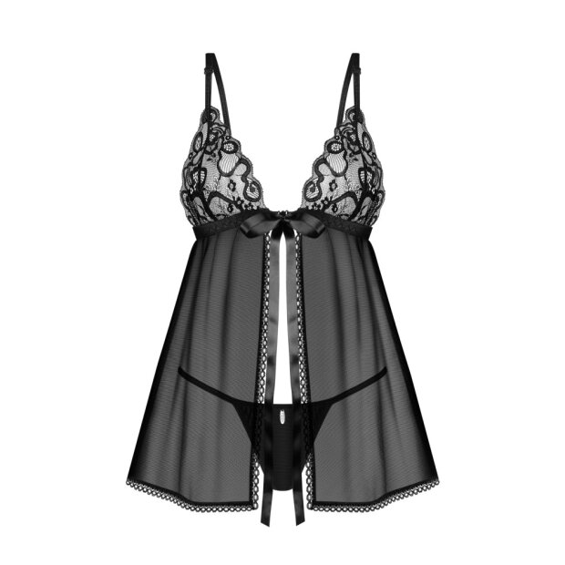 Obsessive Blomentis Babydoll Set Black XS/S
