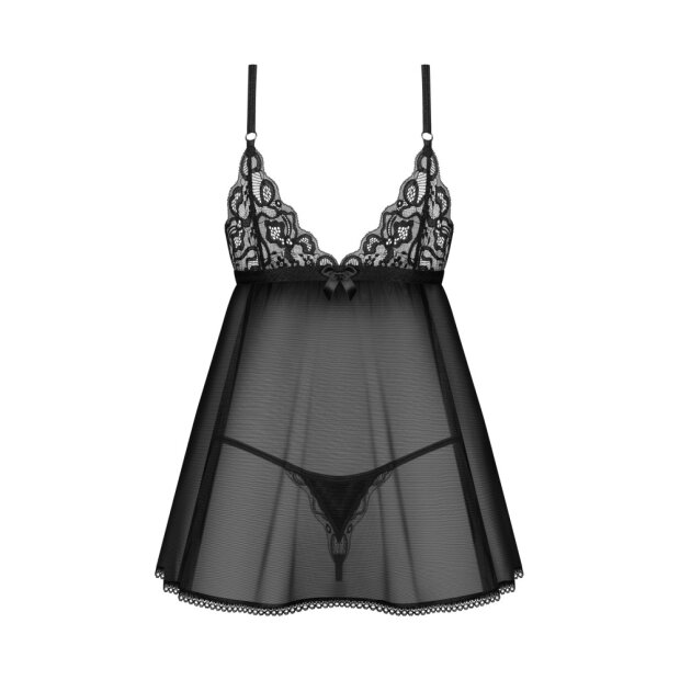 Obsessive Blomentis Babydoll Set Black XS/S