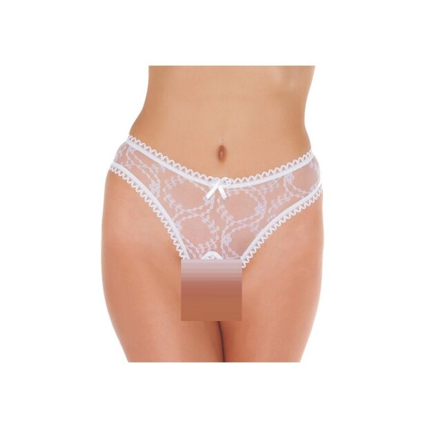 Amorable Transparent G-String with Open Crotch White One Size