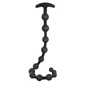 NMC 19 Inch Ribbed Silicone Anal Beads Black