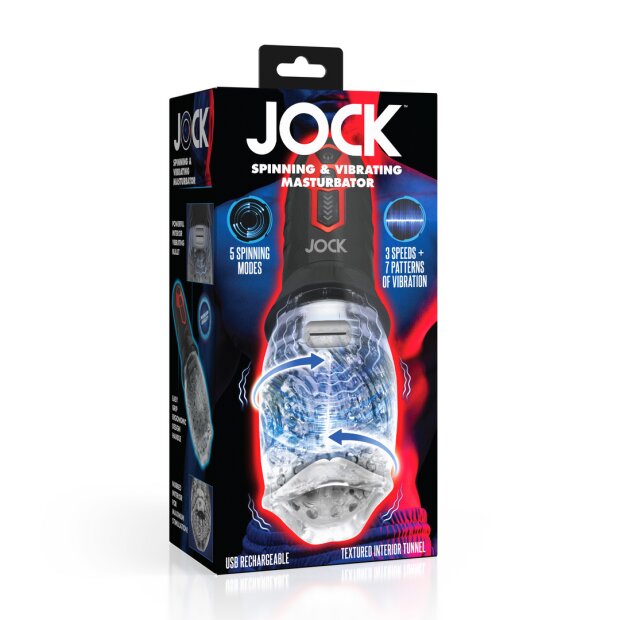 Curve Toys Spinning and Vibrating Masturbator - Transparent/Black