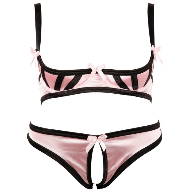 Cotelli Collection Set of rose satin with black details - B85