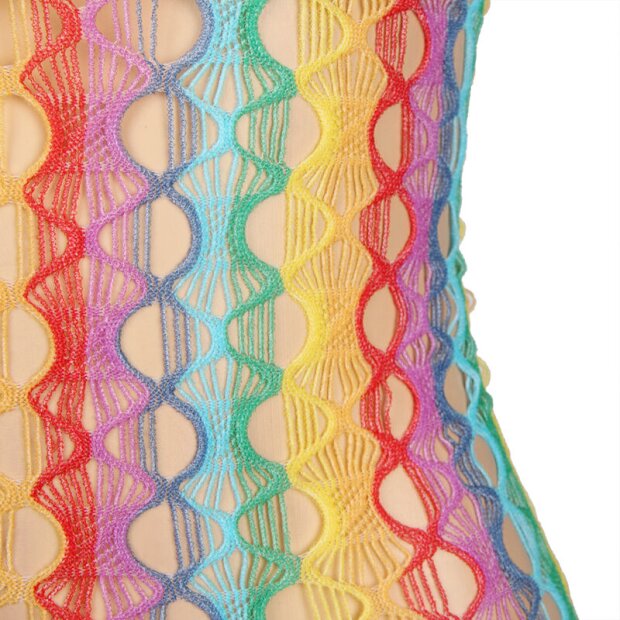 SUBBLIME Rainbow Bare Shoulder Fishnet Bodystocking One Size