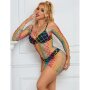SUBBLIME Rainbow Long Sleeve Fishnet Bodystocking One Size