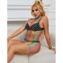 SUBBLIME Rainbow High Neck Sleeveless Fishnet Bodystocking One Size