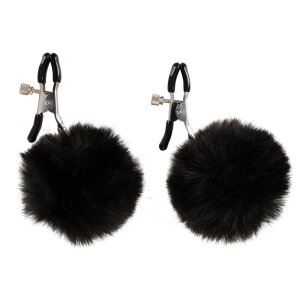 You2Toys Nippelklemmen mit schwarzen Puscheln